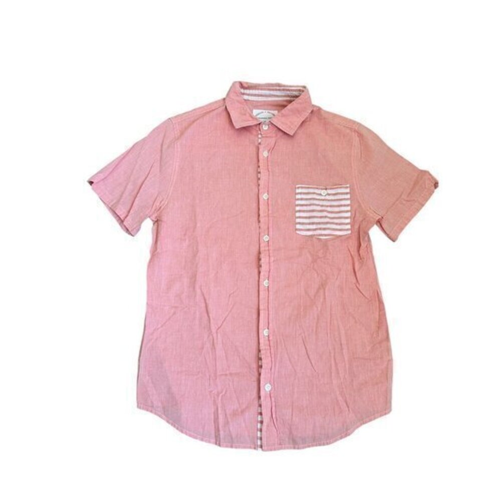 Threads 4 Thought Mens Organic Cotton Short Sleeve Button-Up Shirt With Striped